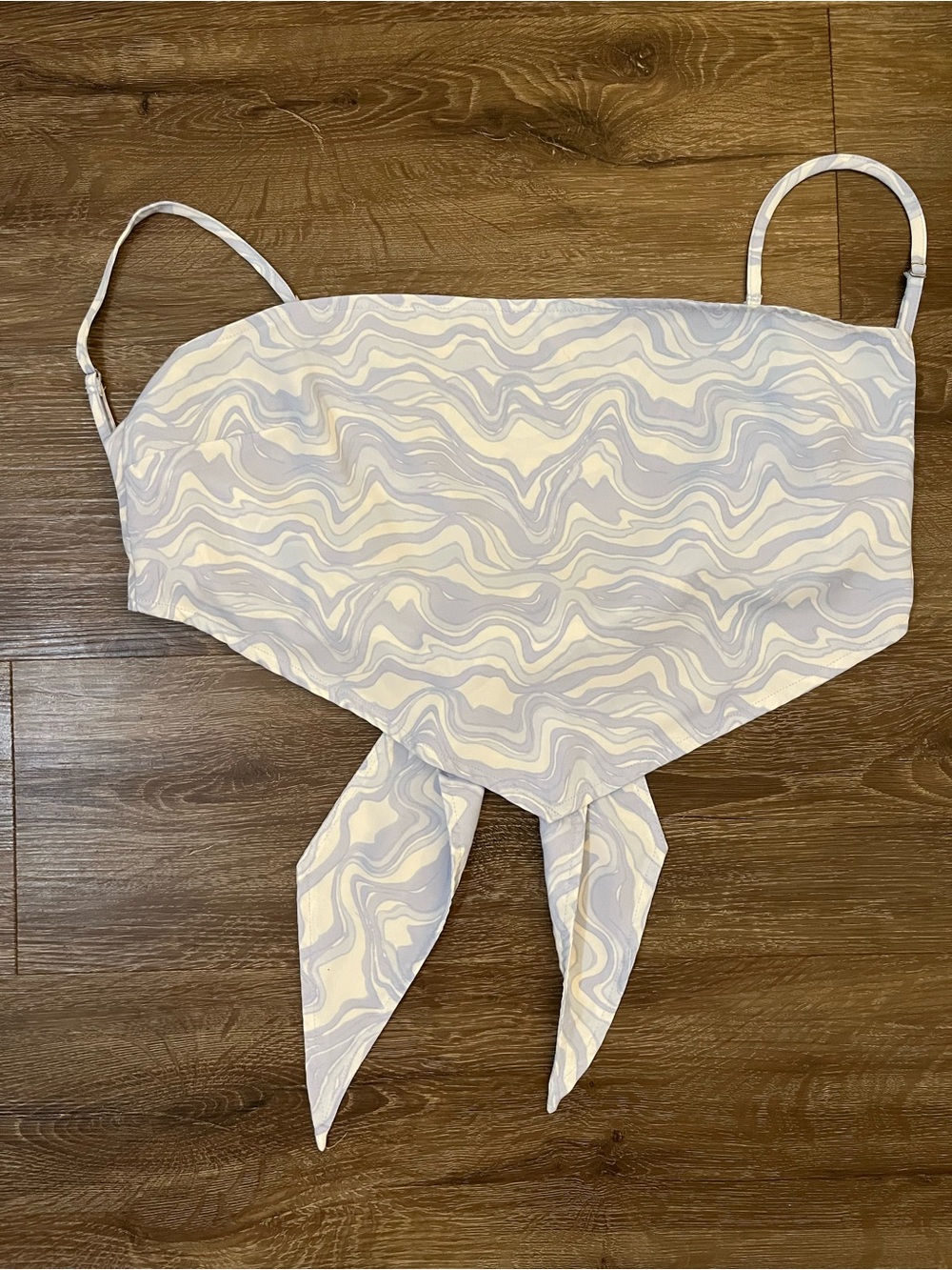 Abercrombie & Fitch Light Blue and Cream Swirl Crop Top - Removable Straps